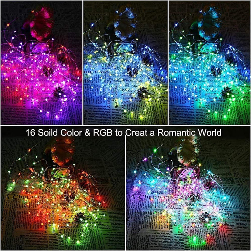 Fairy String Lights Battery Operated, 2 Pack 50 Leds 16 Colors Changing Sliver Wire Lights, Larger RGB Bulb Super Bright Lights with Remote Control for Christmas Bedroom Party Outdoor Decoration Home & Garden > Lighting > Light Ropes & Strings Shenzhen PingChuangTongDa Technology Co., Ltd.   
