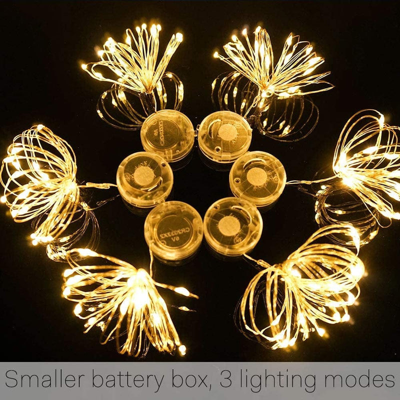 Fairy String Lights with 3 Flashing Modes, 18 Pcs 20 LED Flickering Waterproof Starry Firefly Lights Battery Operated, 7 Feet Copper Wire Lights, DIY Party Wedding Christmas Decor (Warm White)