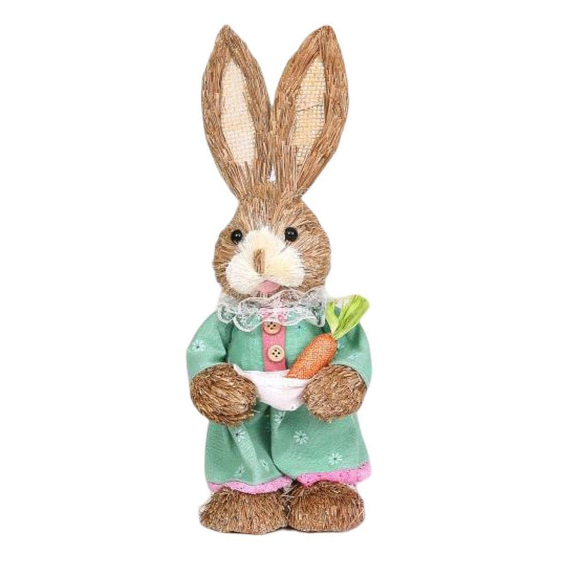 Falx Easter Bunny Ornament Realistic Carrot Flower Garland Basket with Clothing Home Decor Crafts Spring Easter Tabletop Rabbit Decoration Toy Easter Supplies Home & Garden > Decor > Seasonal & Holiday Decorations FaLX A  