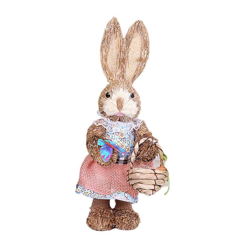 Falx Easter Bunny Ornament Realistic Carrot Flower Garland Basket with Clothing Home Decor Crafts Spring Easter Tabletop Rabbit Decoration Toy Easter Supplies Home & Garden > Decor > Seasonal & Holiday Decorations FaLX J  