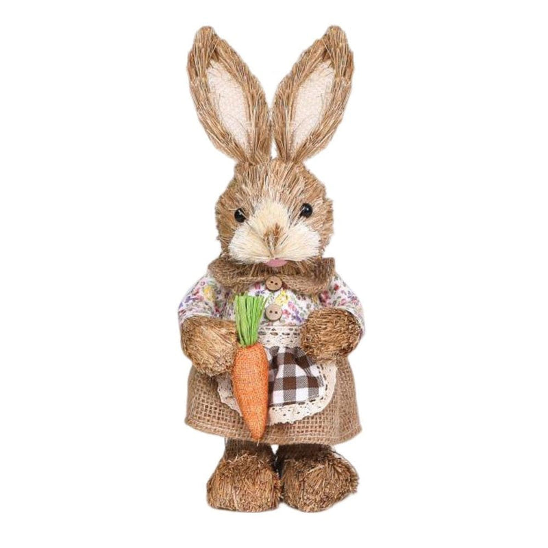 Falx Easter Bunny Ornament Realistic Carrot Flower Garland Basket with Clothing Home Decor Crafts Spring Easter Tabletop Rabbit Decoration Toy Easter Supplies Home & Garden > Decor > Seasonal & Holiday Decorations FaLX E  
