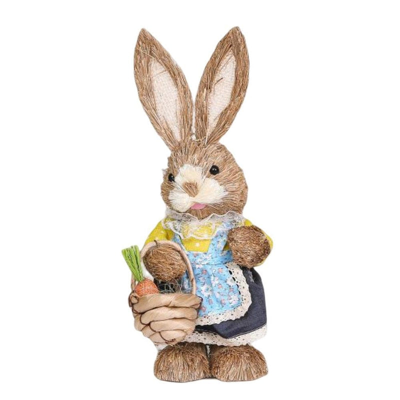 Falx Easter Bunny Ornament Realistic Carrot Flower Garland Basket with Clothing Home Decor Crafts Spring Easter Tabletop Rabbit Decoration Toy Easter Supplies Home & Garden > Decor > Seasonal & Holiday Decorations FaLX F  