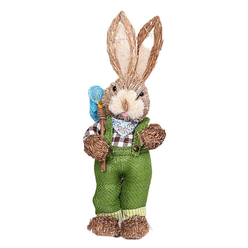 Falx Easter Bunny Ornament Realistic Carrot Flower Garland Basket with Clothing Home Decor Crafts Spring Easter Tabletop Rabbit Decoration Toy Easter Supplies Home & Garden > Decor > Seasonal & Holiday Decorations FaLX I  