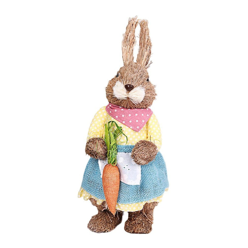 Falx Easter Bunny Ornament Realistic Carrot Flower Garland Basket with Clothing Home Decor Crafts Spring Easter Tabletop Rabbit Decoration Toy Easter Supplies Home & Garden > Decor > Seasonal & Holiday Decorations FaLX B  