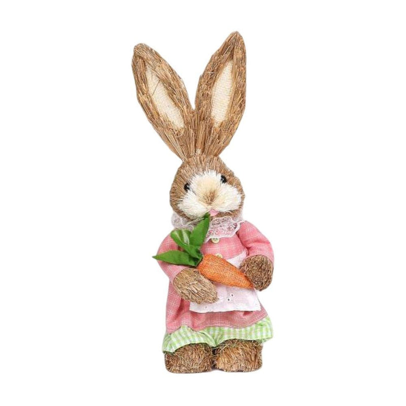Falx Easter Bunny Ornament Realistic Carrot Flower Garland Basket with Clothing Home Decor Crafts Spring Easter Tabletop Rabbit Decoration Toy Easter Supplies Home & Garden > Decor > Seasonal & Holiday Decorations FaLX D  
