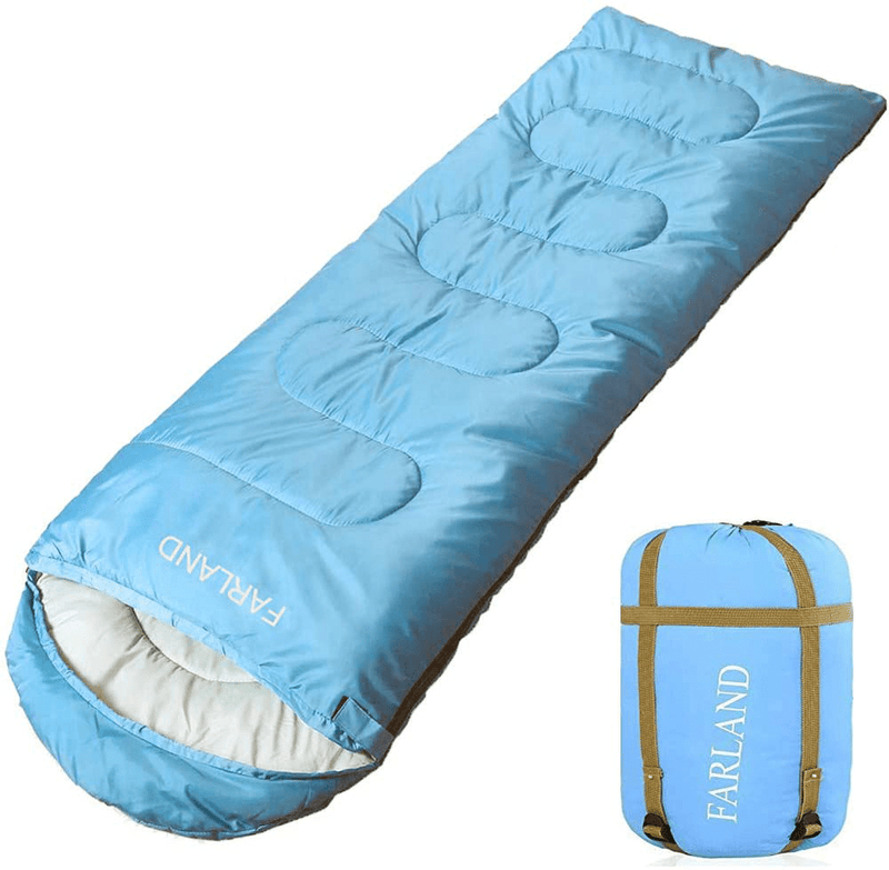FARLAND Sleeping Bags 20℉ for Adults Teens Kids with Compression Sack Portable and Lightweight for 3-4 Season Camping, Hiking,Waterproof, Backpacking and Outdoors Sporting Goods > Outdoor Recreation > Camping & Hiking > Sleeping BagsSporting Goods > Outdoor Recreation > Camping & Hiking > Sleeping Bags FARLAND Sky Blue / Left Zip Rectangle 