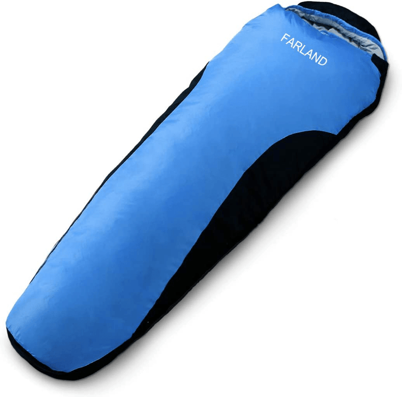 FARLAND Sleeping Bags 20℉ for Adults Teens Kids with Compression Sack Portable and Lightweight for 3-4 Season Camping, Hiking,Waterproof, Backpacking and Outdoors Sporting Goods > Outdoor Recreation > Camping & Hiking > Sleeping BagsSporting Goods > Outdoor Recreation > Camping & Hiking > Sleeping Bags FARLAND Dark Blue & Black / Right Zip Mummy 