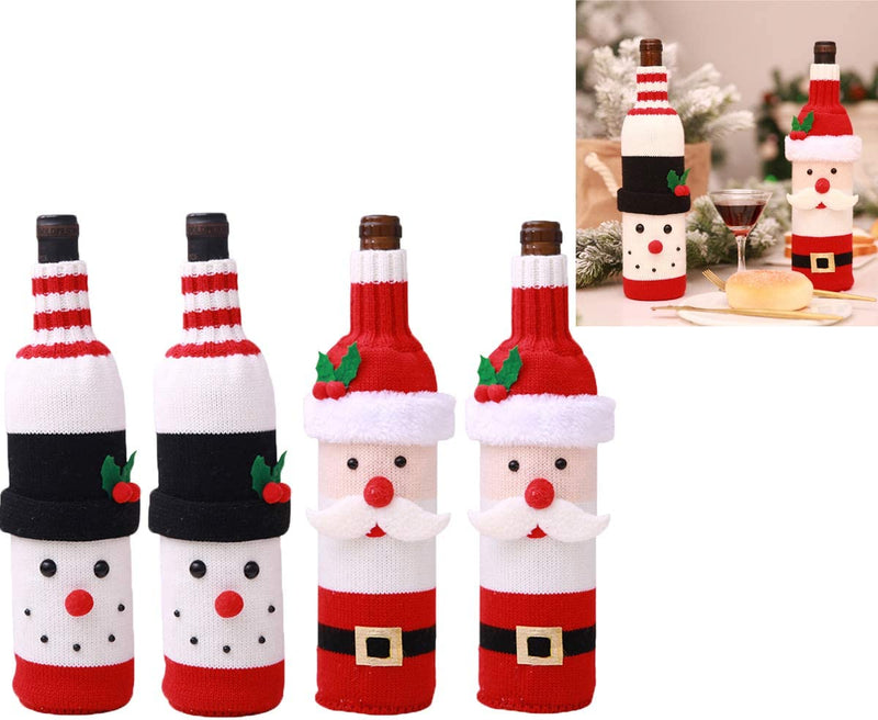 Christmas Wine Bottle Cover Christmas Theme Gifts, Handmade Wine Bottle Party Decorations 4 Pcs (Style-D) Home & Garden > Kitchen & Dining > Barware Youmay Style-a  
