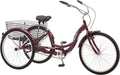 Schwinn Meridian Adult Tricycle Bike, Three Wheel Cruiser, 26-Inch Wheels, Low Step-Through Aluminum Frame, Adjustable Handlebars Sporting Goods > Outdoor Recreation > Cycling > Bicycles Pacific Cycle, Inc. Black Cherry 1-speed 26-Inch Wheels