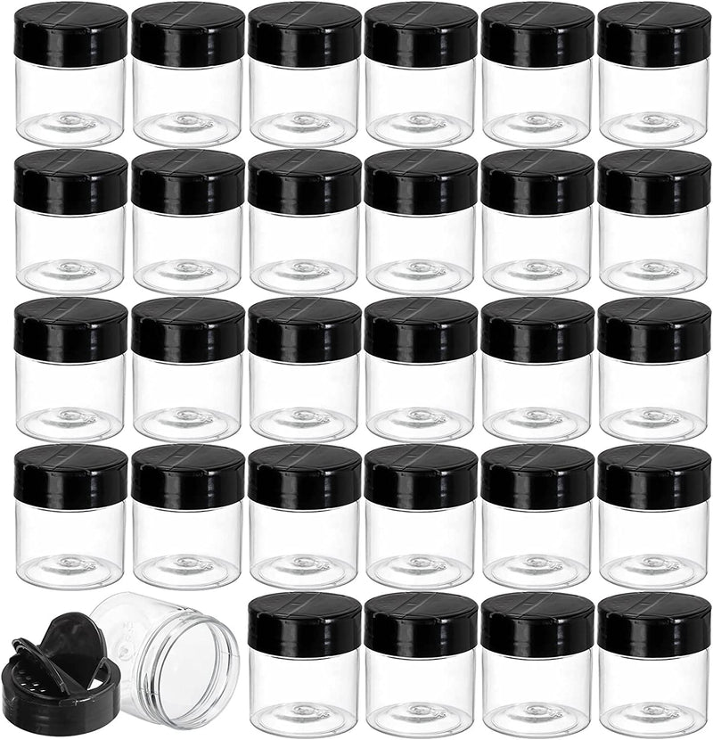 Foraineam 30 Pack Clear Plastic Jars 4 Oz Mini Seasoning Bottles Spice Jars with Black Flip Cap to Pour or Shaker, round Food Safe Storage Containers with Lids for Spice Powders Cosmetics Crafts Home & Garden > Decor > Decorative Jars Foraineam   