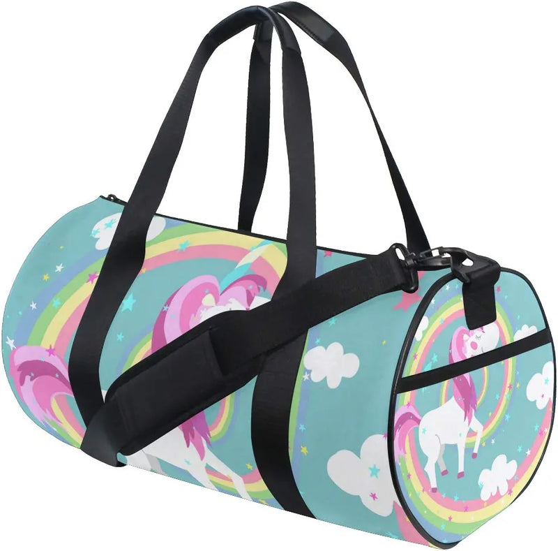 Colored Rainbow Unicorn Sports Luggage Travel Duffle Bag Gym Luggage with Tote for Men and Women Home & Garden > Household Supplies > Storage & Organization FORMRS Rainbow Unicorn  