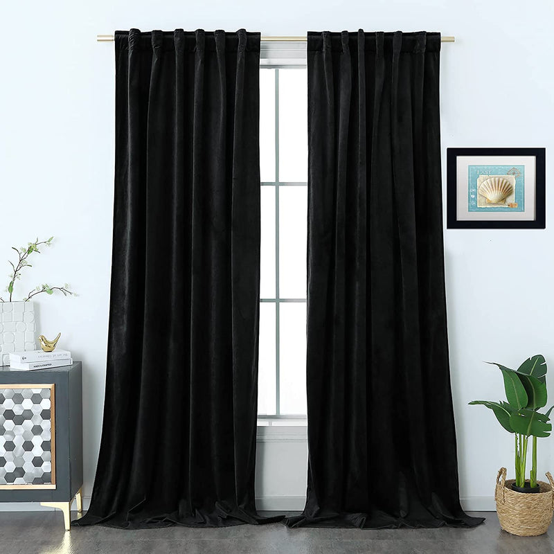 Timeper Mauve Velvet Curtains 84 Inches - Home Decoration Soft Flannel Wild Rose Luxury Dressing Look for Party / Film Room Thermal Insulated Noise Absorb, Rod Pocket Back Tab, 52 Wx 84 L, 2 Panels Home & Garden > Decor > Window Treatments > Curtains & Drapes Timeper Black Back Tab W52 x L90