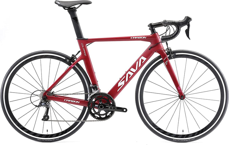 SAVADECK Carbon Road Bike, Warwinds3.0 700C Carbon Fiber Frame Carbon Fork Racing Bicycle with Shimano SORA 18 Speed Derailleur System and Double V Brake Sporting Goods > Outdoor Recreation > Cycling > Bicycles savadeck Pink 47cm 