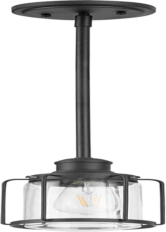 Prominence Home Lincoln Woods 1 Light Matte Black Industrial Pendant Light with Cage and Clear Glass Home & Garden > Lighting > Lighting Fixtures Prominence Home Pendant 1 Light 