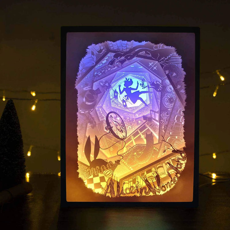 Vibes Genius Alice in Wonderland Gifts Night Light Ornament Decoration Papercut Light Boxes