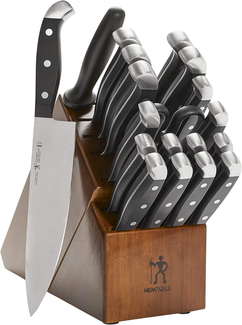 HENCKELS Premium Quality 15-Piece Knife Set with Block, Razor-Sharp, German Engineered Knife Informed by over 100 Years of Masterful Knife Making, Lightweight and Strong, Dishwasher Safe Home & Garden > Kitchen & Dining > Kitchen Tools & Utensils > Kitchen Knives Henckels Dark Brown 20-pc 