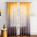 Melodieux Linen Textured Ombre Semi Sheer Curtains 84 Inches Long for Bedroom Living Room Sunset Rod Pocket Gradient Drapes, Orange Green Teal Turquoise Mint, 52 X 84 Inch (2 Panels)