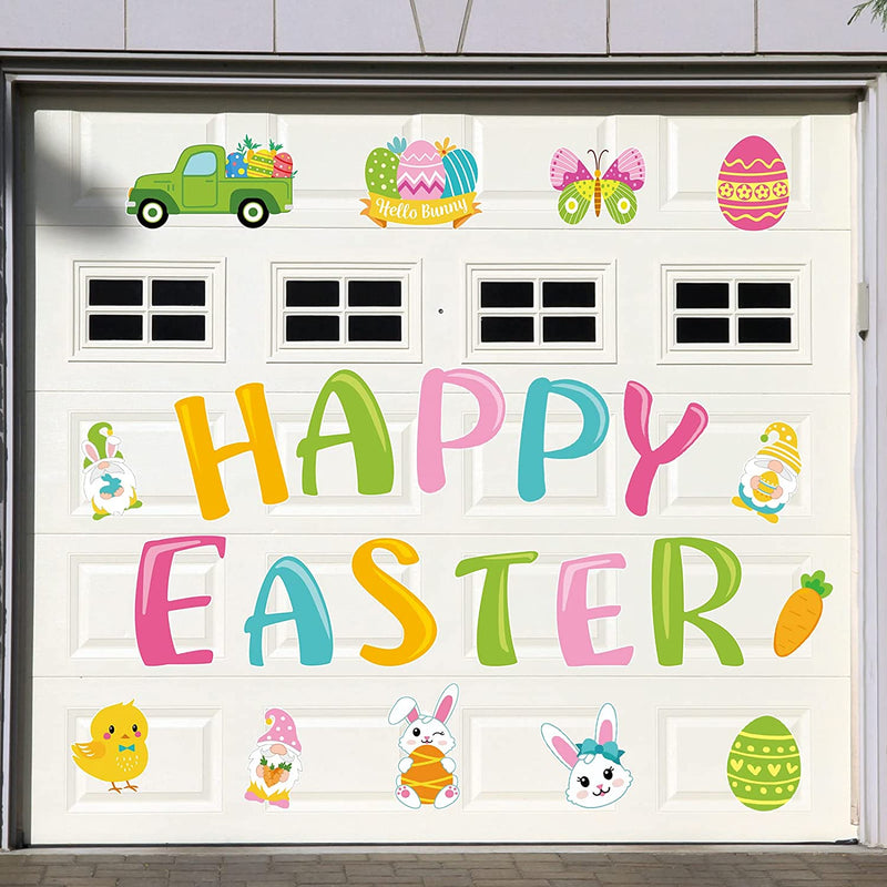 23 Pcs Happy Easter Garage Door Decoration Magnets Magnetic Easter Decorations Easter Magnetic Big Stickers Easter Eggs Carrots Magnets Gnome Magnetic Refrigerator Decal for Car Outdoor Holiday Decor