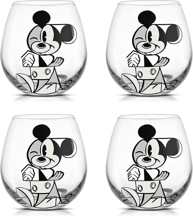 Joyjolt Spirits Stemless Wine Glasses for Red or White Wine (Set of 4)-15-Ounces Home & Garden > Kitchen & Dining > Tableware > Drinkware JoyJolt Mickey Mouse Constructive  