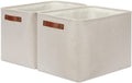 DULLEMELO Storage Bins 16"X12"X12" with Leather Handles for Organizing,Decorative Collapsible Storage Baskets for Shelves Closet Home Office (Black&Grey) Home & Garden > Household Supplies > Storage & Organization DULLEMELO Beige Large-16"x12"x12" 