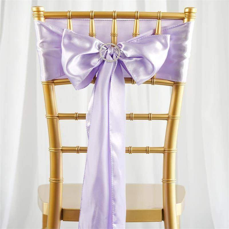 Efavormart 25Pcs Gold SATIN Chair Sashes Tie Bows for Wedding Events Decor Chair Bow Sash Party Decoration Supplies 6 X106" Arts & Entertainment > Party & Celebration > Party Supplies Efavormart.com Lavender  