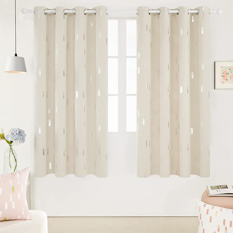 Deconovo Curtains Blue - Blackout Curtains 84 Inch Length 2 Panels, Silver Printed Room Darkening Curtains Grommet, Living Room Thermal Insulated Curtain Drapes, Sliding Door Curtains 52*84 Inch Home & Garden > Decor > Window Treatments > Curtains & Drapes Deconovo Cream W52 x L72 Inch 