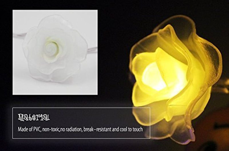 Torchstar Valentine Day Rose Light, 7.3Ft Length, 20Pcs Flowers for Christmas, Holiday, Party, Event Decorative Lighting, Pack of 2