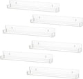 IEEK Nail Polish Rack Wall Mounted Shelf 2 Pack,Clear Kids Wall Bookshelf Acrylic Nail Polish Holder with Removable Anti-Slip End Inserts,2 Tiers Floating Polish Organizer Display 30 Bottles Furniture > Shelving > Wall Shelves & Ledges ChengHe Clear-6 Pack  