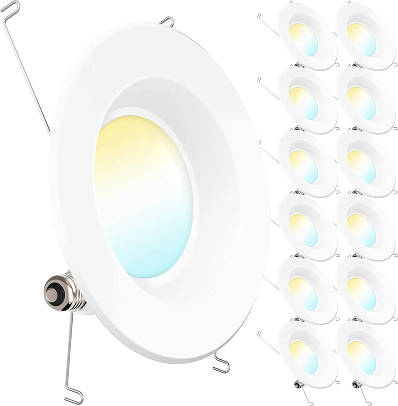 Sunco Lighting 12 Pack 5/6 Inch LED Can Lights Retrofit Recessed Lighting, Selectable 2700K/3000K/3500K/4000K/5000K Dimmable, Smooth Trim, 13W=75W, 965 LM, Replacement Conversion Kit, UL Energy Star Home & Garden > Lighting > Flood & Spot Lights Sunco Lighting 5 CCT in One (2700K, 3000K, 3500K, 4000K, 5000K) 6 inch 