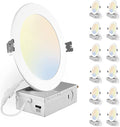 Ultra-Thin Recessed Lighting 4 Inch,6 Pack Dimmable Canless Recessed Lights 5CCT 2700K-5000K Selectable,750Lm High Brightness Wafer Light,Slim Downlight with Junction Box,9W 70W Eqv-Etl Certified Home & Garden > Lighting > Flood & Spot Lights Lodoolight 5cct 6 INCH-12PACK 