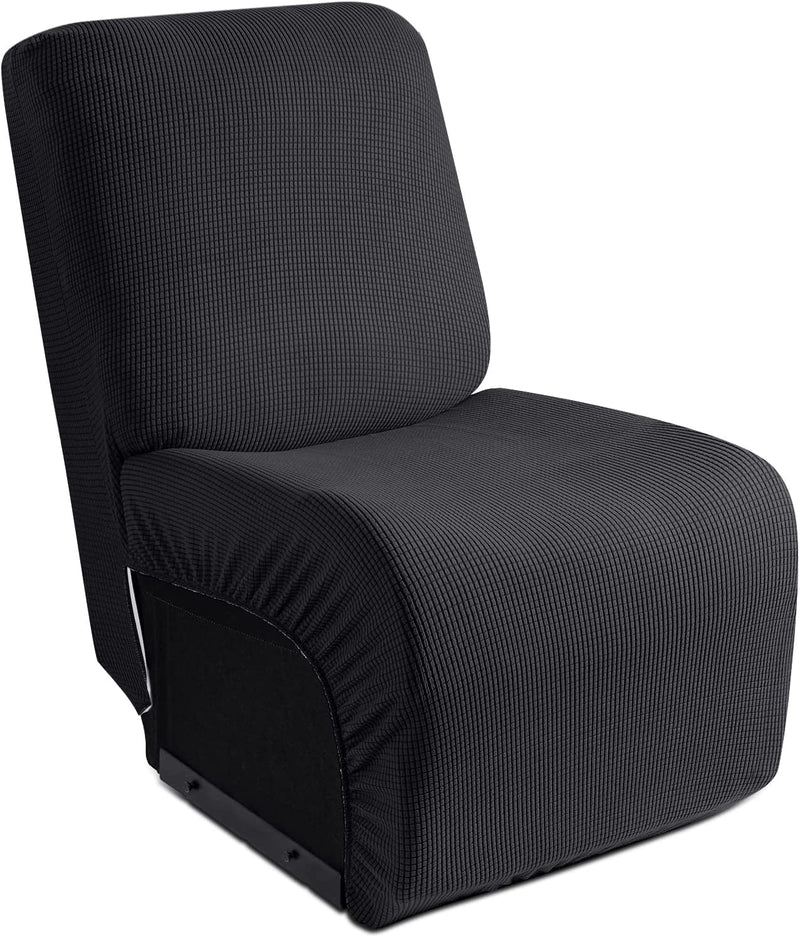 Recliner Loveseat Cover with Middle Console Sofa Slipcover, Stretch Reclining Sofa Covers for 2 Seat Reclining Couch, Jacquard Pattern Soft Loveseat Slipcover Furniture Protector, Black Home & Garden > Decor > Chair & Sofa Cushions TAOCOCO Black 1 Seat 