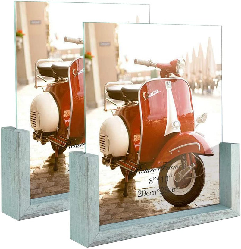 HORLIMER 4X6 Picture Frames Set of 2, Rustic Photo Frame with Wooden Base and Tempered Glass for Tabletop Home & Garden > Decor > Picture Frames HORLIMER 8x10  