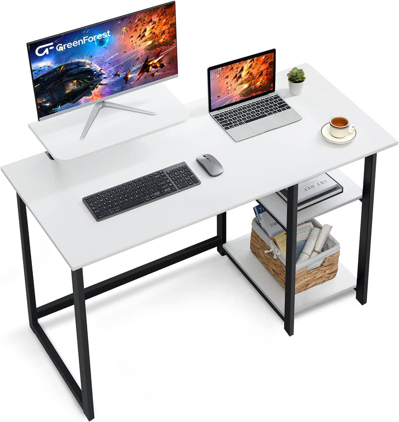 Greenforest Home Office Computer Desk with Monitor Stand and Reversible Storage Shelves,47 Inch Modern Writing PC Work Table,Easy Assembly,Walnut Home & Garden > Household Supplies > Storage & Organization GreenForest White 47 inch 