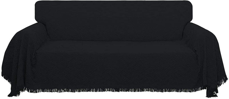 Easy-Going Geometrical Jacquard Sofa Cover, Couch Covers for Armchair Couch, L Shape Sectional Couch Covers for Dogs, Washable Luxury Bed Blanket, Furniture Protector for Pets,Kids(71X 102 Inch,Navy) Home & Garden > Decor > Chair & Sofa Cushions Easy-Going Black X-Large 