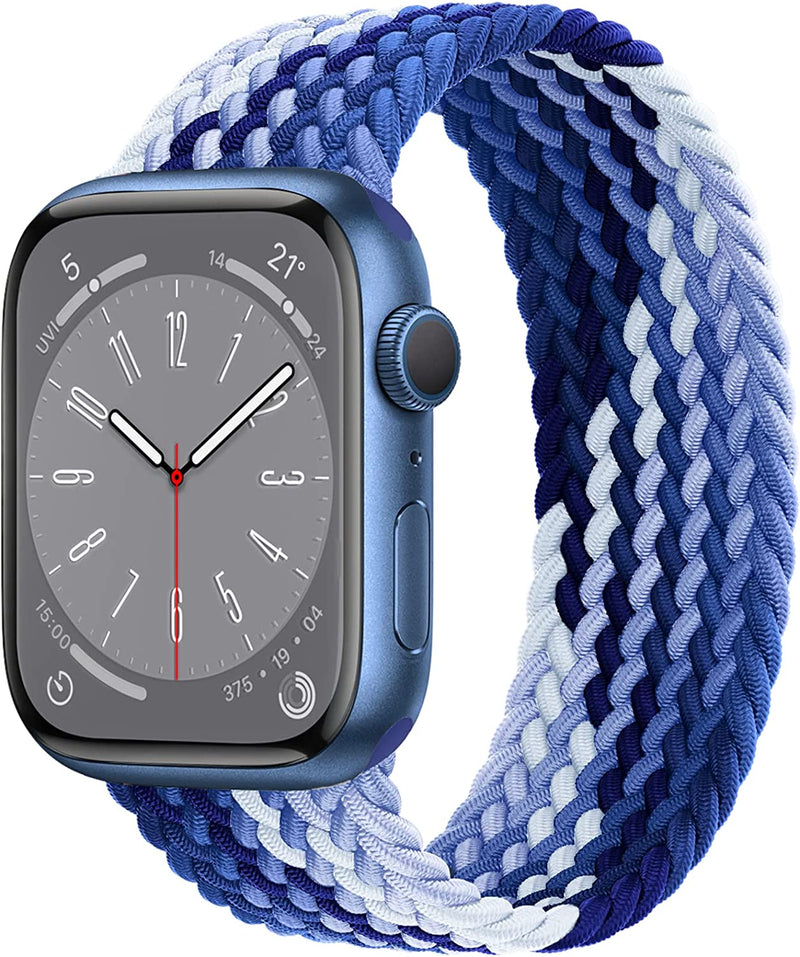 OULUOQI Braided Solo Loop Compatible with Apple Watch Band 38Mm 40Mm 41Mm 42Mm 44Mm 45Mm 49Mm Women Men,Lace Nylon Stretchy Elastic Sport Strap for Iwatch Ultra Series 8 SE 7 6 5 4 3 2 1. Sporting Goods > Outdoor Recreation > Winter Sports & Activities OULUOQI B-Gradient Blue 38mm/40mm/41mm XS 