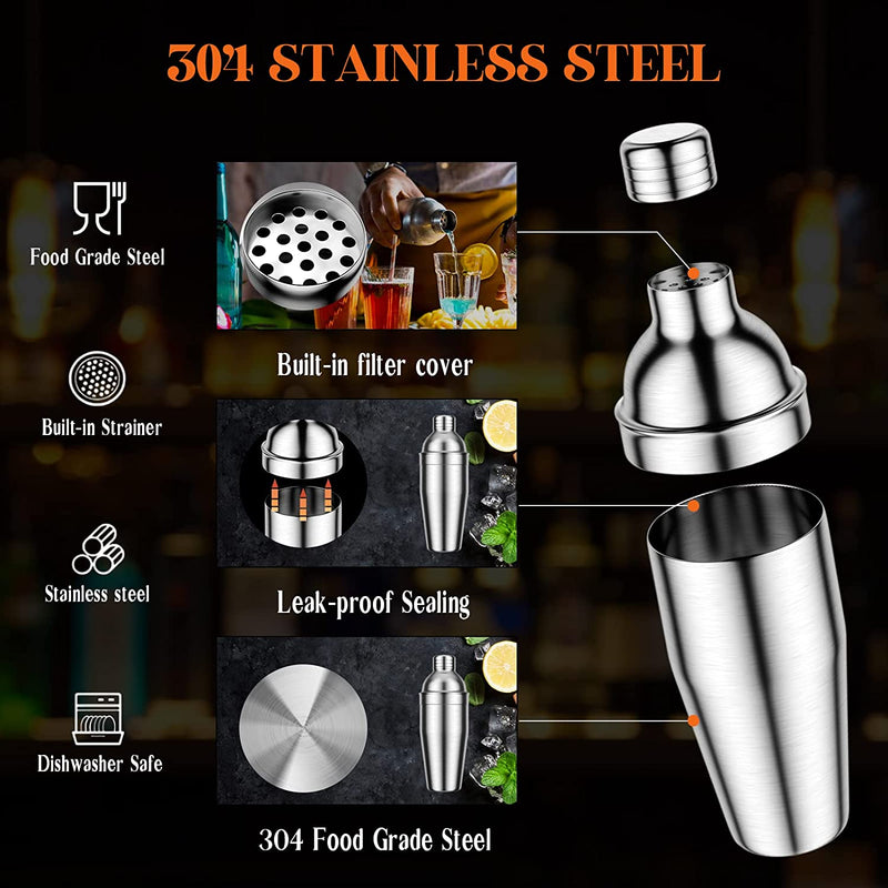 Cocktail Shaker Set, RATEL Bartender Kit 18 Piece Stainless Steel Bar Tools with Stand & Cocktail Recipes Booklet, Professional Bartender Shaker Set for Beginners Home Bar Parties
