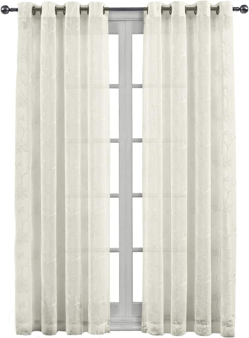 Sheetsnthings Embroidered Brook 108-Inch Wide X 108-Inch Long, Set of 2 Grommet Top Sheer Window Curtains, White Home & Garden > Decor > Window Treatments > Curtains & Drapes Wholesalebeddings Andora- Beige Set of 2, (54"W x 63"L) Each 
