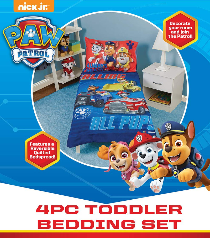 Paw Patrol Calling All Pups 4-Piece Toddler Bedding Set - Includes Quilted Comforter, Fitted Sheet, Top Sheet, and Pillow Case, 28" X 52"(Pack of 1) Home & Garden > Linens & Bedding > Bedding Paw Patrol   