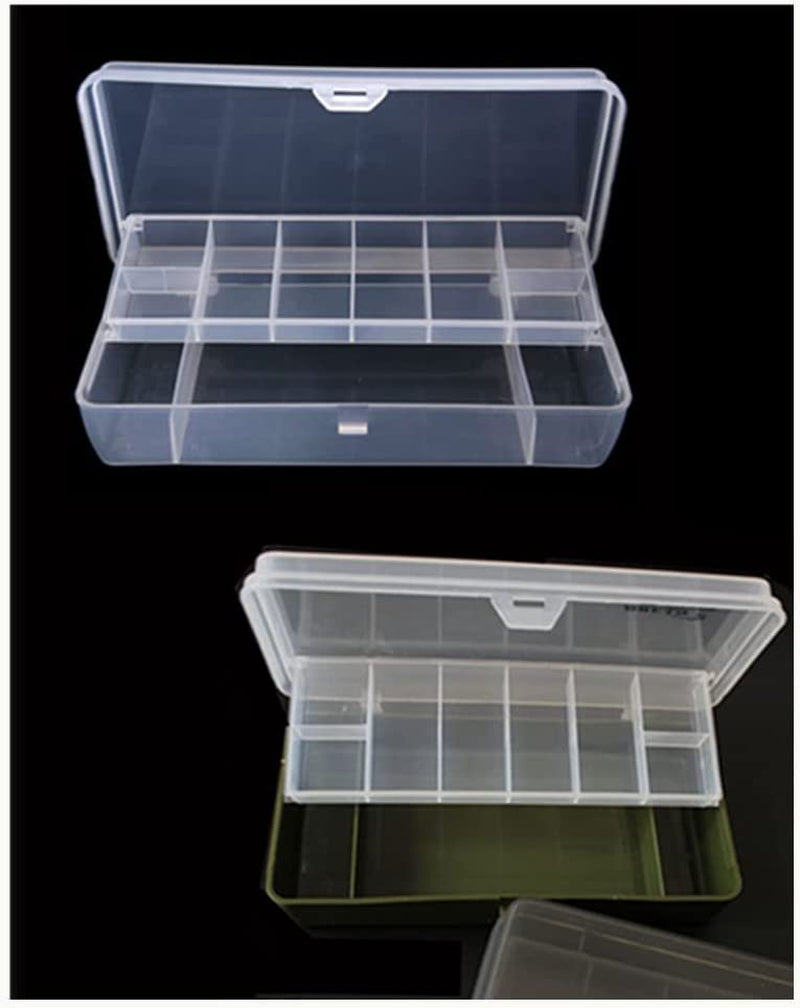 Toasis Fishing Lure Storage Container Organizer Double Layer Tackle Plastic Box (Green & Clear-2Pack) Sporting Goods > Outdoor Recreation > Fishing > Fishing Tackle Beihai Global Enterprise Co., Ltd Olive & Clear-2pack  