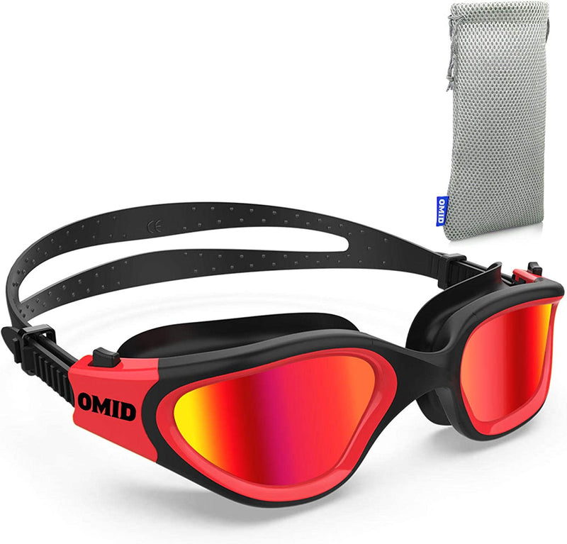 Swim Goggles, OMID Comfortable Polarized Anti-Fog Swimming Goggles for Adult Sporting Goods > Outdoor Recreation > Boating & Water Sports > Swimming > Swim Goggles & Masks OMID H-polarized Mirrored Red - Red Frame  