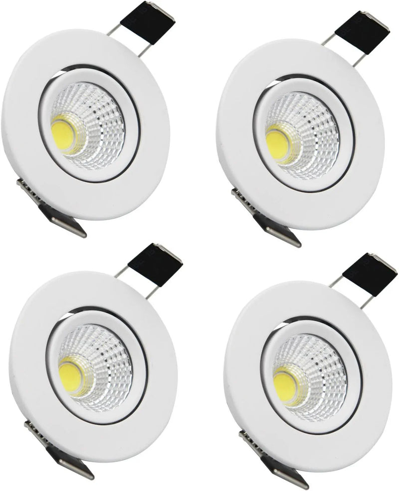LED Downlight ZDPCYT 110V Dimmable 3WCOB CRI80 LED Spotlight Lamp 2 Inch down Lights Adjustable Recessed Lighting Fixture &Trim Lighting T Pack of 4 with Driver (Nature White(4000-4500K))