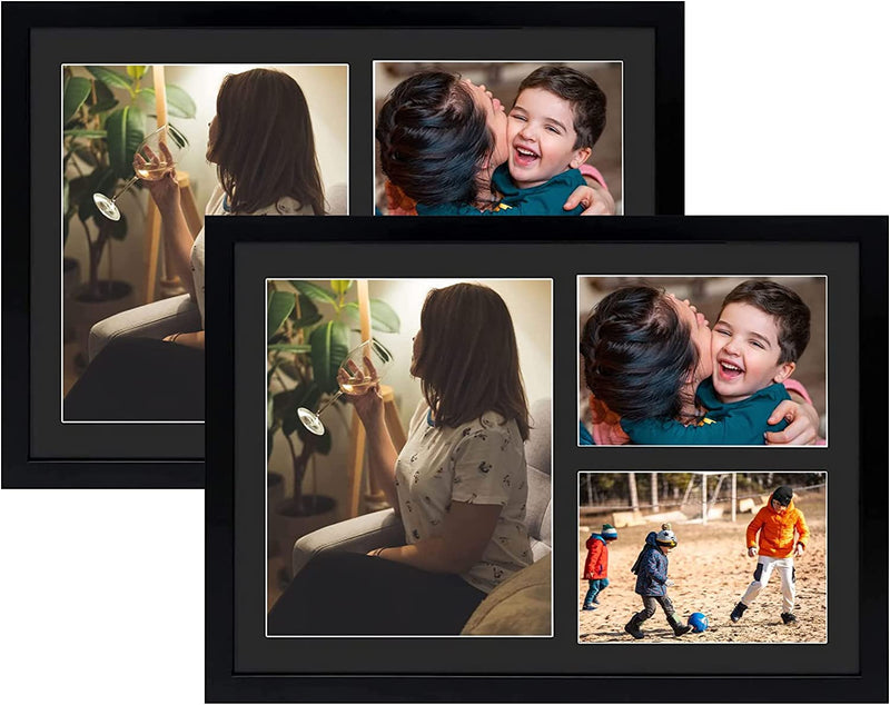 Golden State Art, 12X24 Black Wood Picture Frame - White Mat for 8X10 and 5X7 Photos - Real Glass, Sawtooth Hanger, Swivel Tabs - Wall Mounting - Great for Posters, Weddings, and Engagements Home & Garden > Decor > Picture Frames Golden State Art Black (Black Mat) 12x17 (2 Pack) 