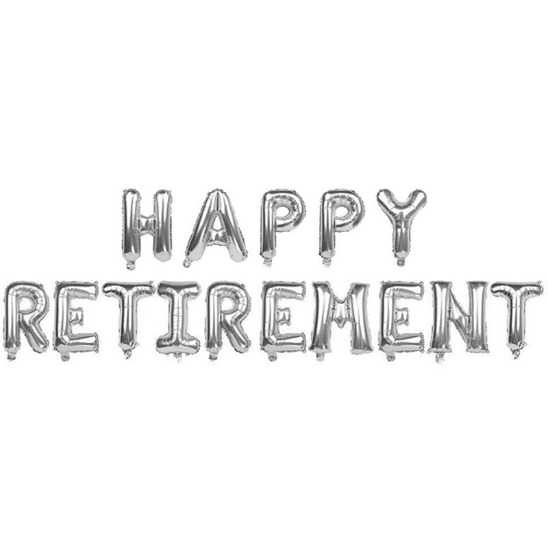 Riapawel H87878J7 Affordable 16 Inch Letter Happy Retirement Foil Balloon Birthday Party Decoration Event Supplies Helum Balloons Arts & Entertainment > Party & Celebration > Party Supplies Fancyqube Silver  