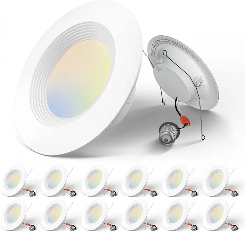 Amico 5/6 Inch Smart LED Recessed Lighting 12 Pack, RGBCW Color Changing Wifi Can Lights with Baffle Trim, Retrofit Downlight, 1050LM 12.5W=100W, Compatible with Alexa & Google Assistant, App Control Home & Garden > Lighting > Flood & Spot Lights Amico 2700k/3000k/4000k/5000k/6000k-5CCT 5/6 Inch 