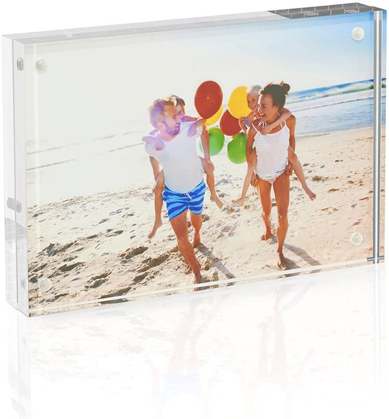Picture Frames Acrylic, TWING 5 Pack 4X6 Acrylic Frame, Horizontal Magnet Double Sided 4X6 Picture Frame,12+12Mm Thick Clear Frameless Desktop Display Self Standing Magnetic Acrylic Block Photo Frame, Halloween Picture Frame Gift Ideal Home & Garden > Decor > Picture Frames TWING 1 Pack 5X7 