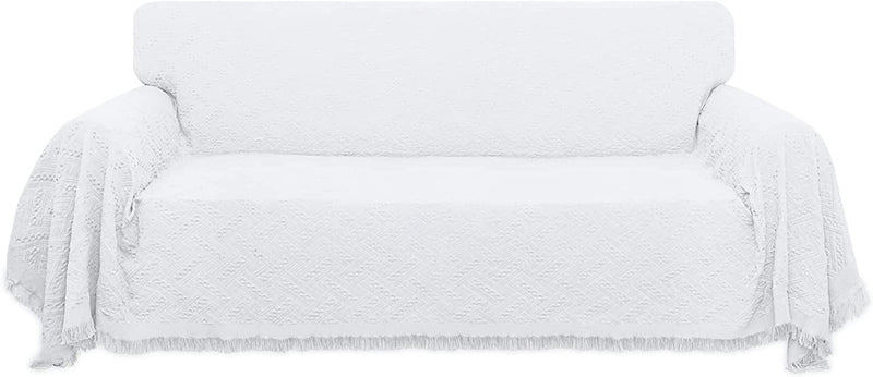 Easy-Going Geometrical Jacquard Sofa Cover, Couch Covers for Armchair Couch, L Shape Sectional Covers for Dogs, Washable Luxury Bed Blanket, Furniture Protector for Pets,Kids(71X 102 Inch,Ivory) Home & Garden > Decor > Chair & Sofa Cushions Easy-Going White Large 