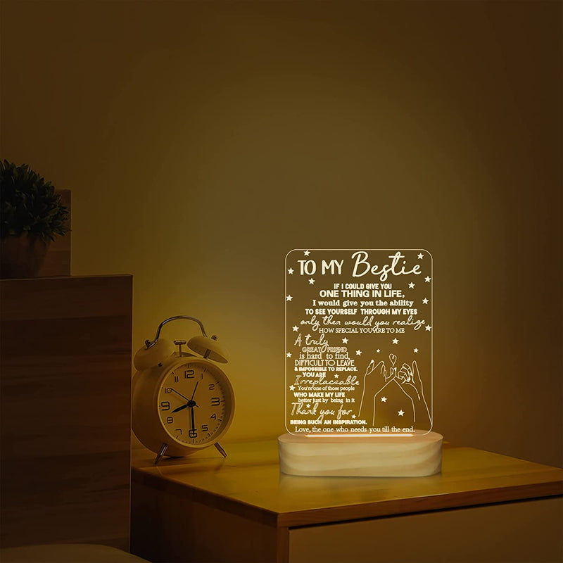 To My Bestie Gifts,3D Illusion Lamp I Love You Friends Night Light for Best Friend Sister Boys & Girls Women BFF Birthday Holiday Friendship Gift, Soft Warm White Colors LED Wooden Table Lamp Home & Garden > Lighting > Night Lights & Ambient Lighting Lightzz   