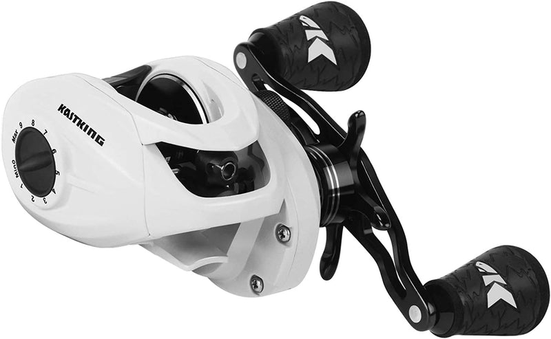 Kastking Crixus Baitcasting Reels, 6.5:1/7.2:1 Gear Ratio Fishing Reels, 17.6Lbs Carbon Disc Drag, Super Polymer Grips,Carbon Infused Nylon Frame,8-Pc Magnetic Brake, Low Profile Reel. Sporting Goods > Outdoor Recreation > Fishing > Fishing Reels Eposeidon A: Left-Glacier White-6.5:1  