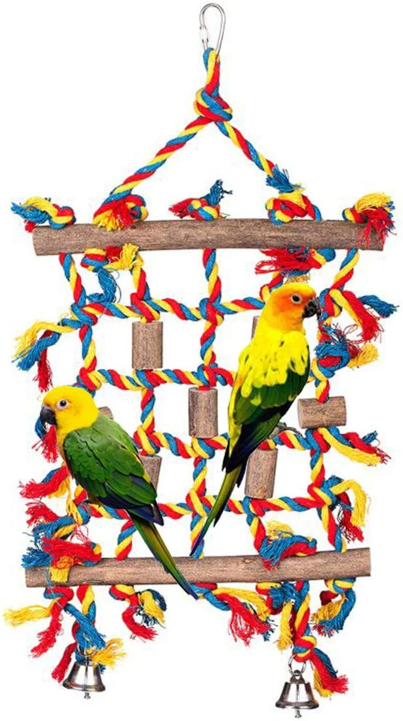 Bird Climbing Net Rope Parrot Chewing Toy for Budgies Cockatiels Macaw Conure Finch Cockatoo African Grey Parakeet (S---9X18Inch) Animals & Pet Supplies > Pet Supplies > Bird Supplies > Bird Toys KINTOR   