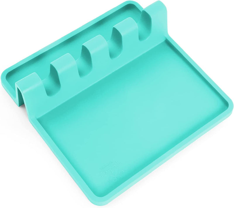 Silicone Utensil Rest with Drip Pad for Multiple Utensils, Heat-Resistant, Bpa-Free Spoon Rest & Spoon Holder for Stove Top, Kitchen Utensil Holder for Spoons, Ladles, Tongs & More - by Zulay Home & Garden > Kitchen & Dining > Kitchen Tools & Utensils Zulay Kitchen Bright Sky Medium 